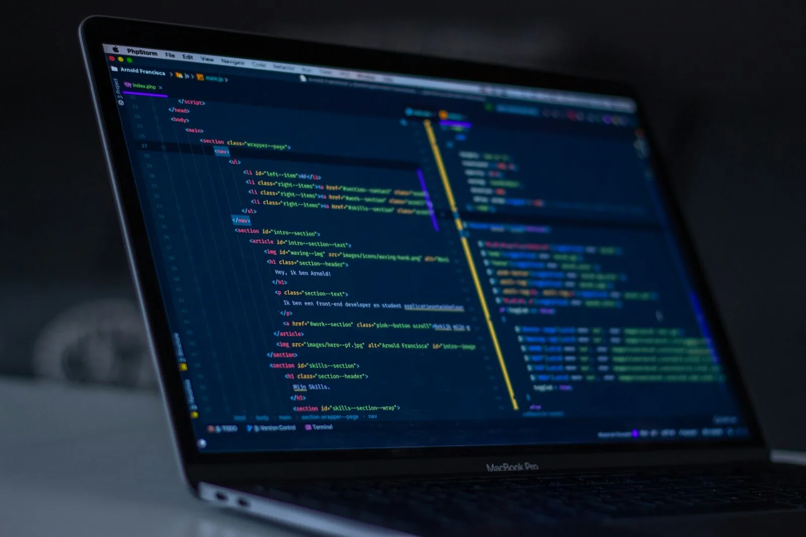 Analysis code on a laptop screen