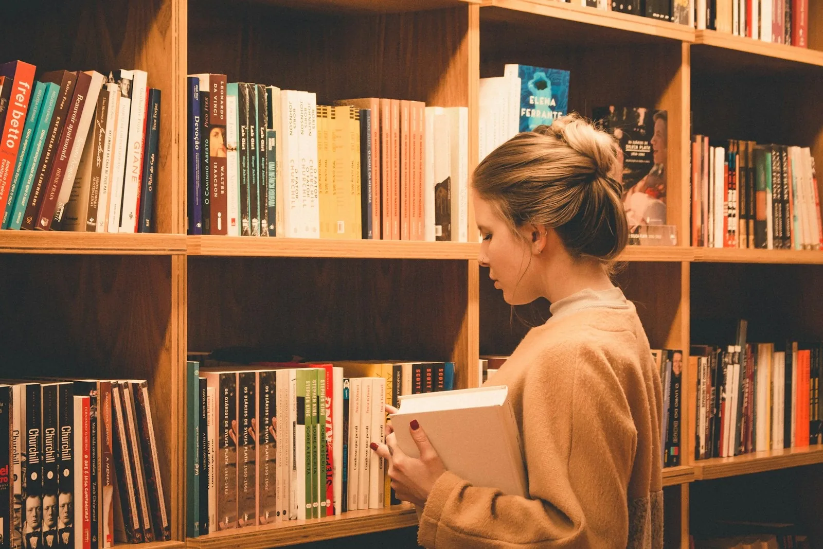 Medical journals on a library shelf