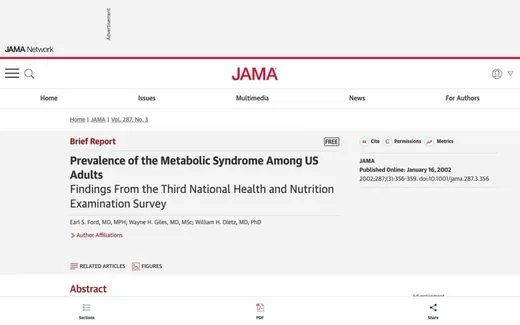 Screenshot of the paper on the journal website