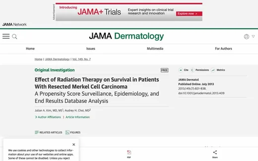 Screenshot of the paper on the journal website