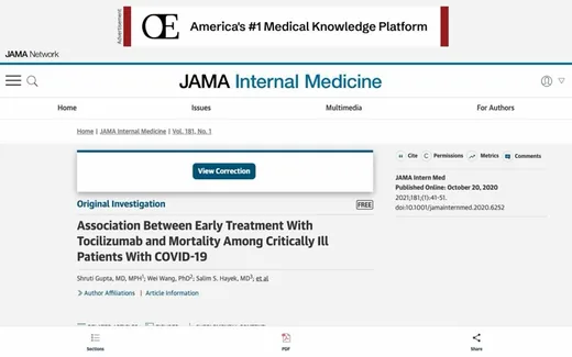 Screenshot of the paper on the journal website