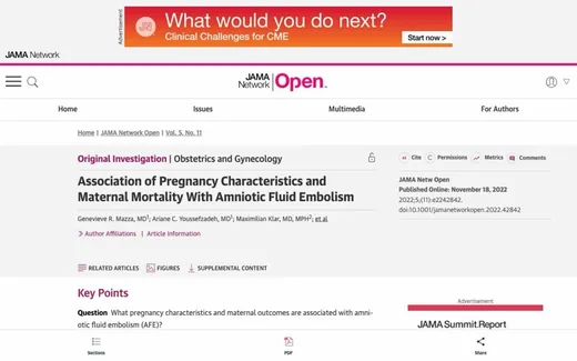 Screenshot of the paper on the journal website