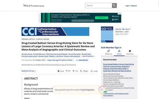 Screenshot of the paper on the journal website