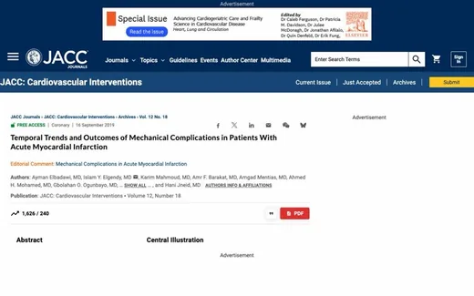 Screenshot of the paper on the journal website