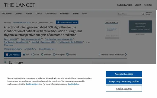 Screenshot of the paper on the journal website
