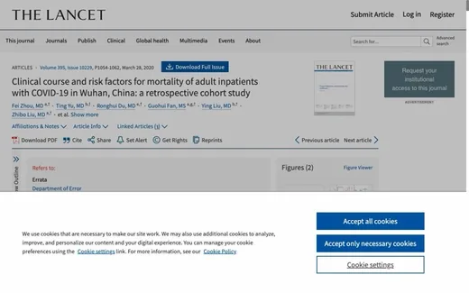 Screenshot of the paper on the journal website