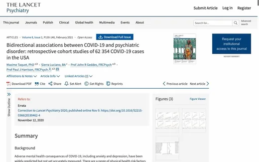 Screenshot of the paper on the journal website
