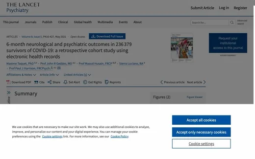 Screenshot of the paper on the journal website