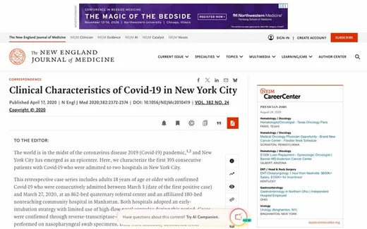 Screenshot of the paper on the journal website