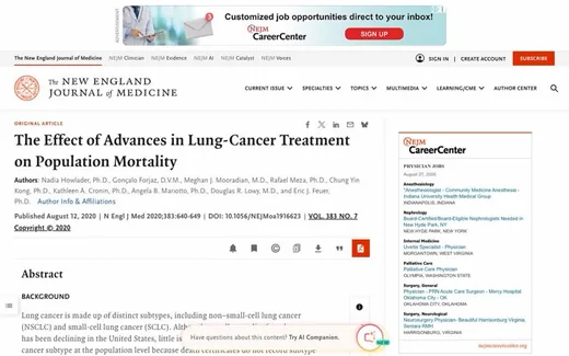 Screenshot of the paper on the journal website