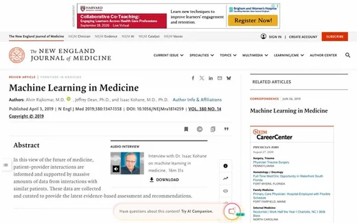 Screenshot of the paper on the journal website