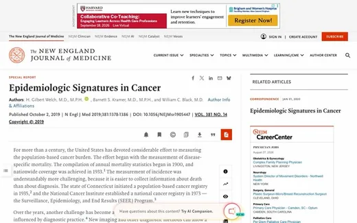 Screenshot of the paper on the journal website