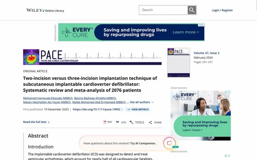 Screenshot of the paper on the journal website