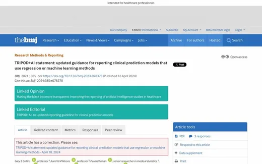 Screenshot of the paper on the journal website