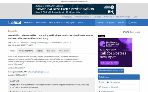Screenshot of the paper on the journal website