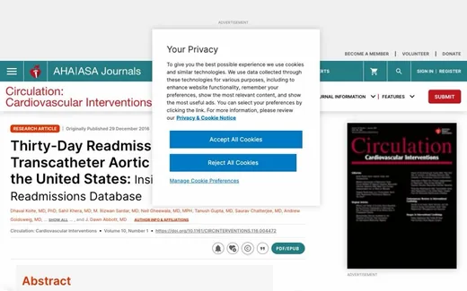 Screenshot of the paper on the journal website