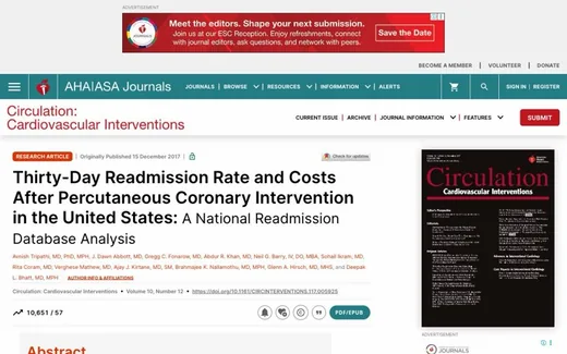 Screenshot of the paper on the journal website