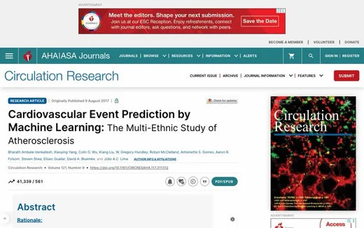 Screenshot of the paper on the journal website