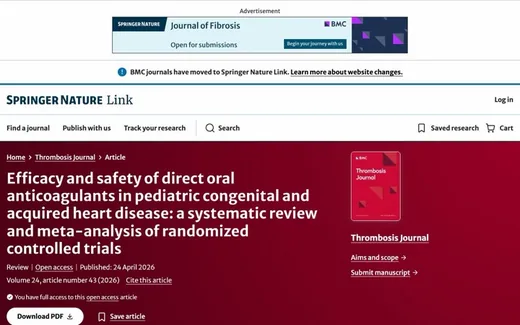 Screenshot of the paper on the journal website