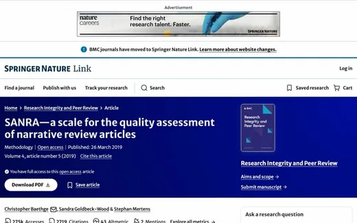 Screenshot of the paper on the journal website