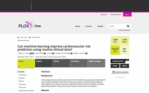 Screenshot of the paper on the journal website