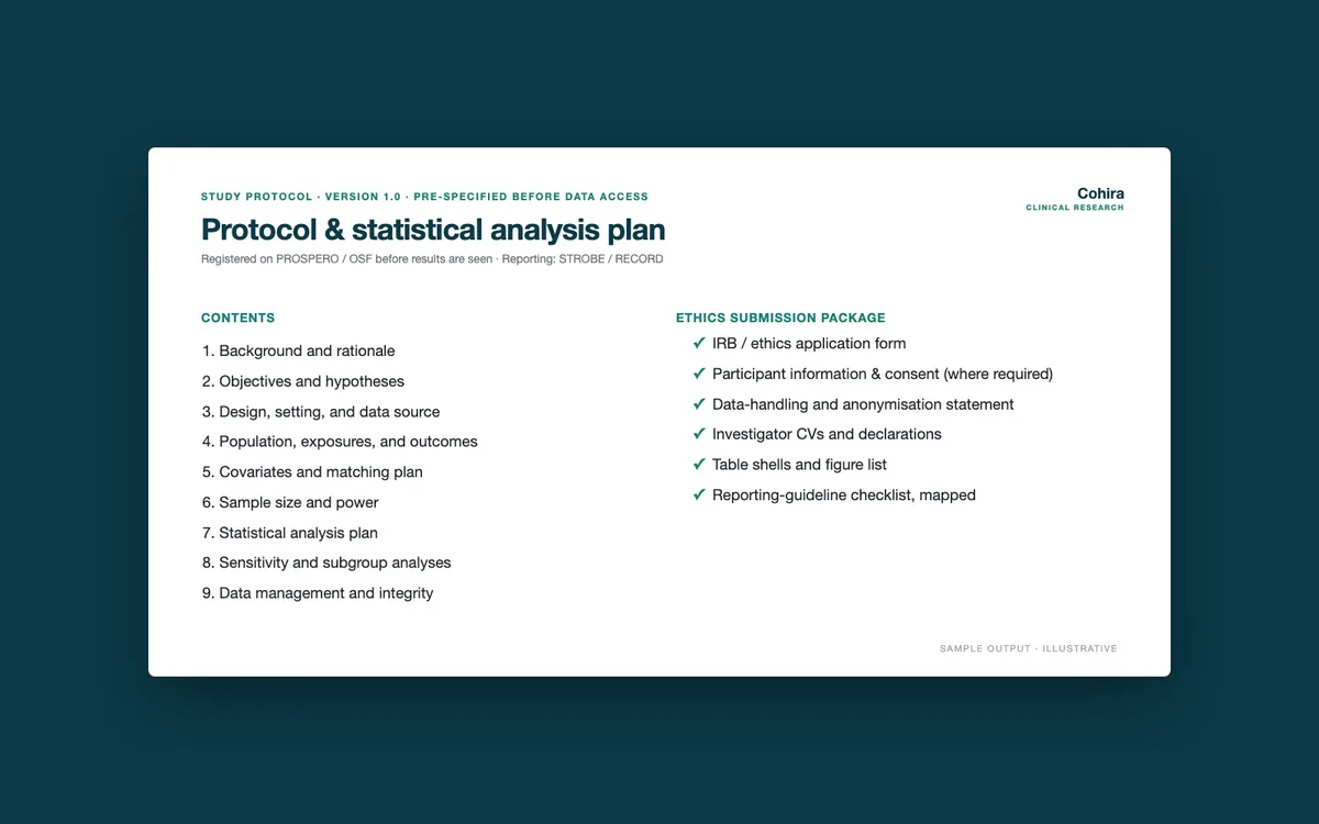 Sample study protocol cover with ethics submission checklist