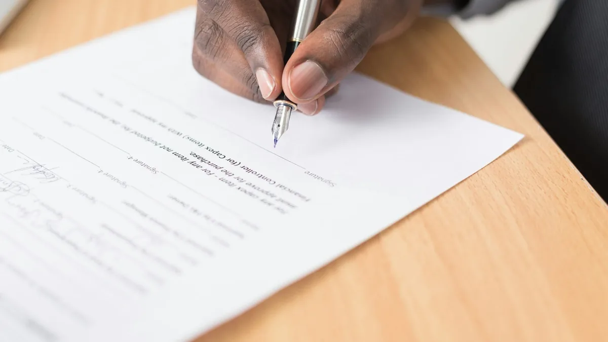 A study protocol being signed